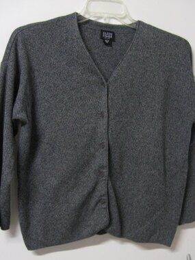 Eileen Fisher Graphite Gray V-Neck Button Cardigan Petite Medium